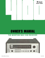McIntosh MAC-4100 - Owners manual